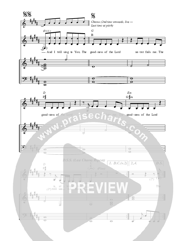 The Goodness Of The Lord Piano/Vocal (SAT) (Travis Ryan)