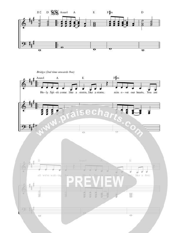 Holy Spirit Come Piano/Vocal (Travis Ryan)