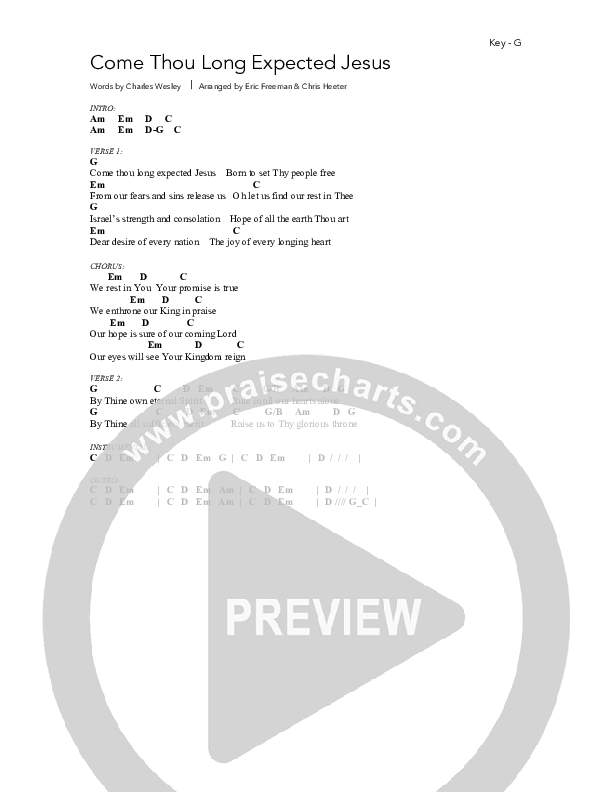 Come Thou Long Expected Jesus Chords & Lyrics (Daystar Worship)