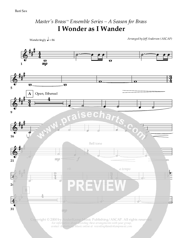 I Wonder As I Wander (Instrumental) Bari Sax ()