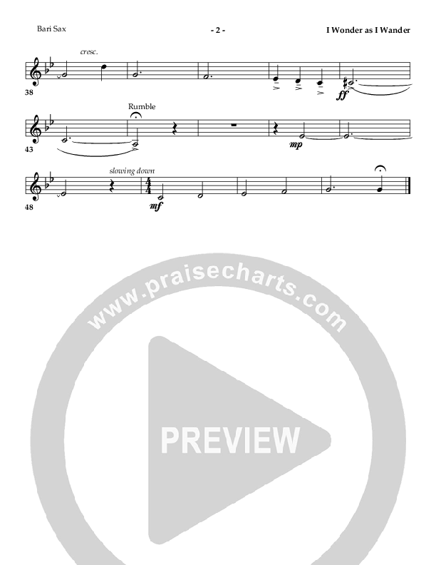 I Wonder As I Wander (Instrumental) Bari Sax ()