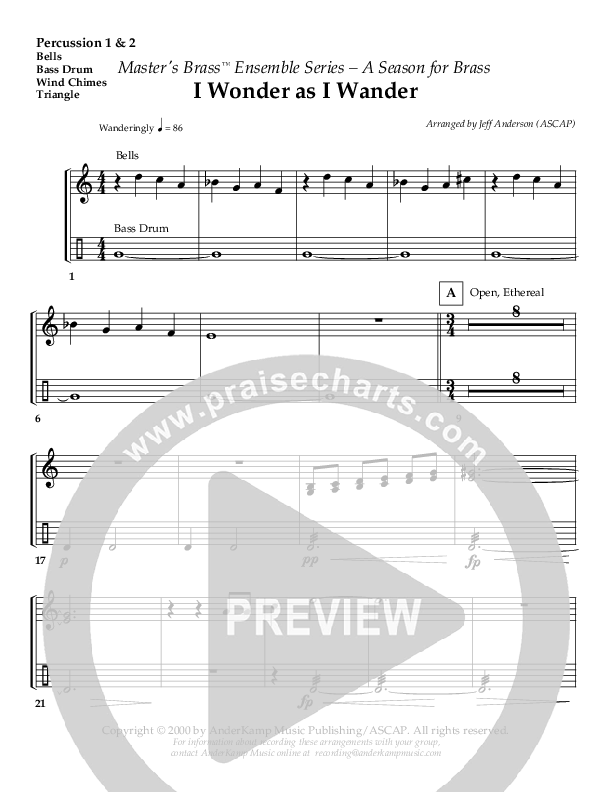 I Wonder As I Wander (Instrumental) Percussion ()