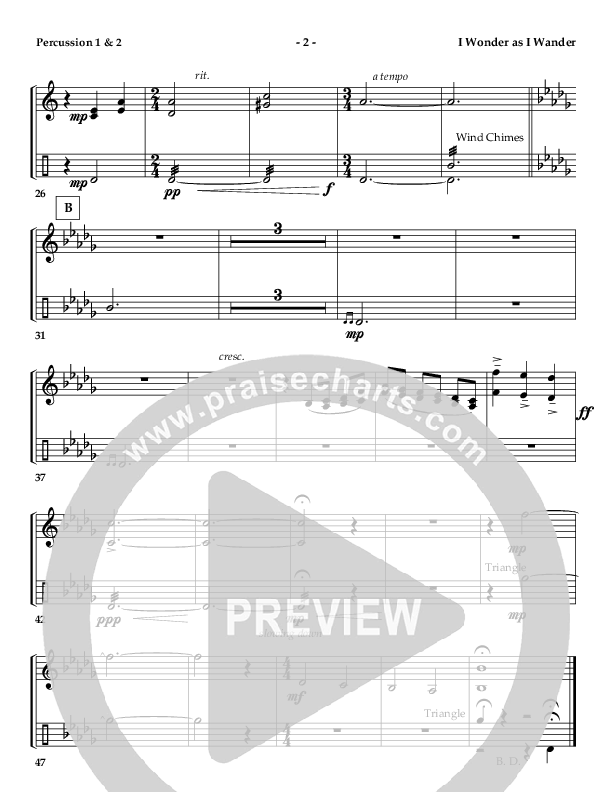 I Wonder As I Wander (Instrumental) Percussion ()