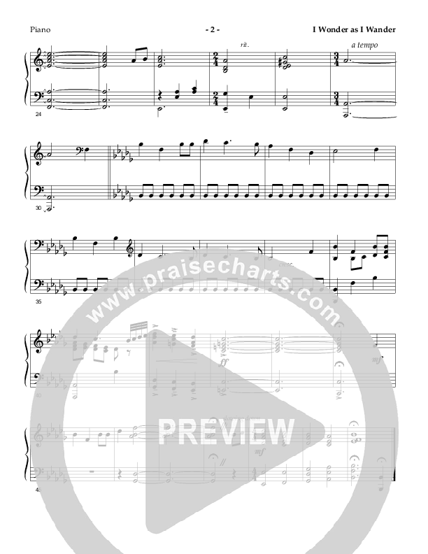 I Wonder As I Wander (Instrumental) Piano Sheet ()
