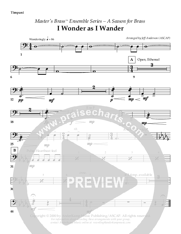 I Wonder As I Wander (Instrumental) Timpani ()