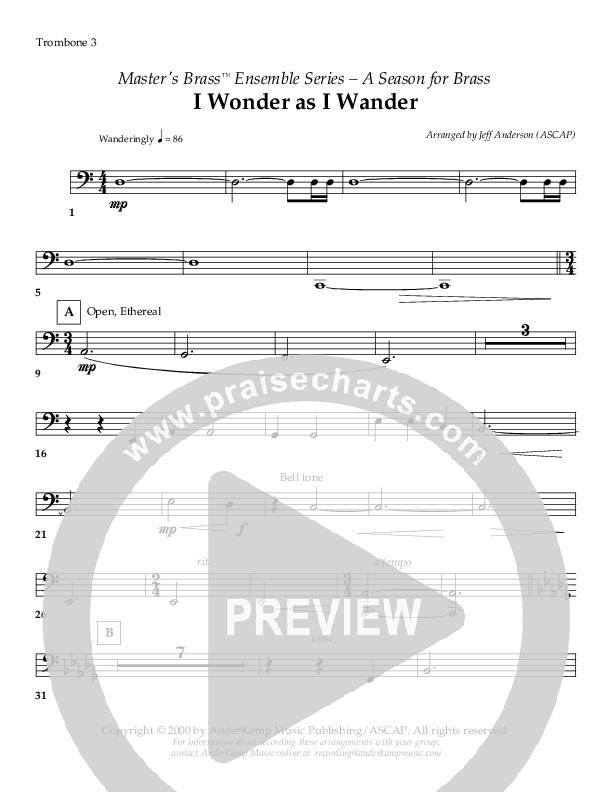 I Wonder As I Wander (Instrumental) Trombone 3 ()