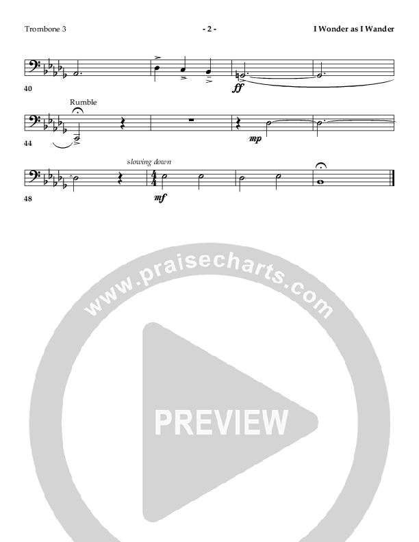 I Wonder As I Wander (Instrumental) Trombone 3 ()