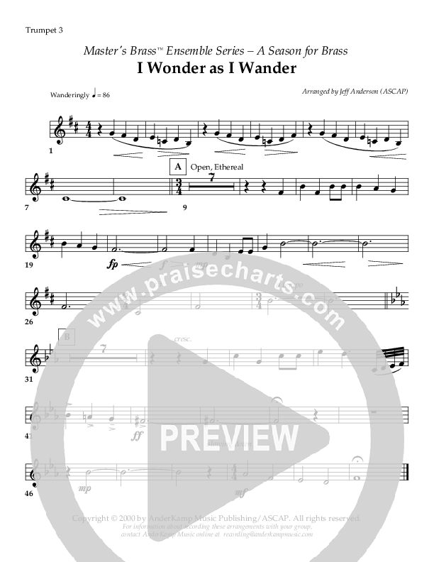 I Wonder As I Wander (Instrumental) Trumpet 3 ()