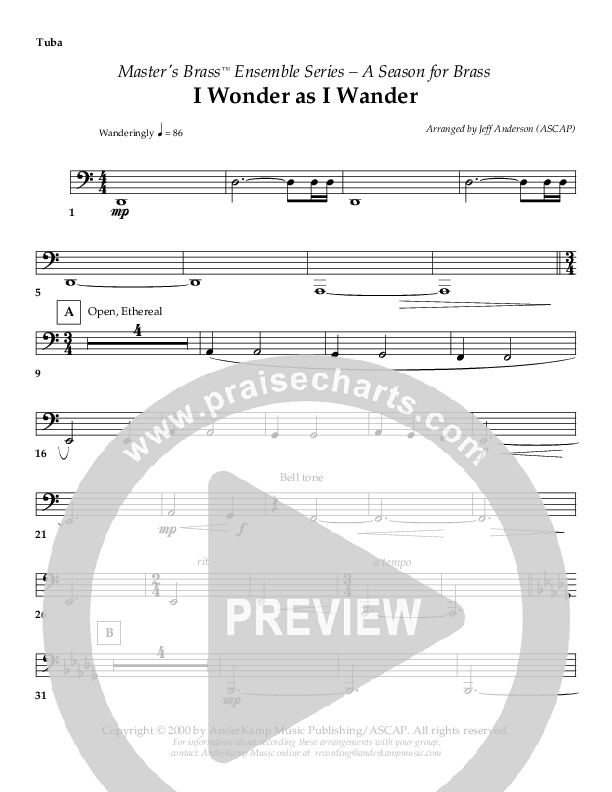 I Wonder As I Wander (Instrumental) Tuba ()
