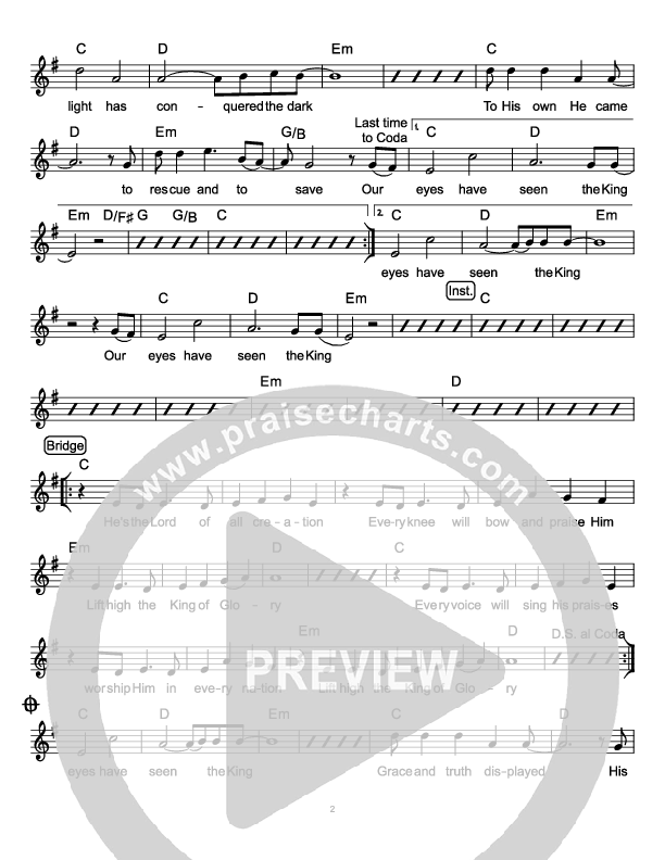 King Of Glory Lead Sheet (Daystar Worship)