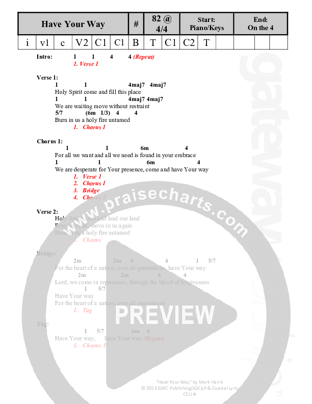 Have Your Way Chords & Lyrics (Mark Harris / Gateway Devotions)