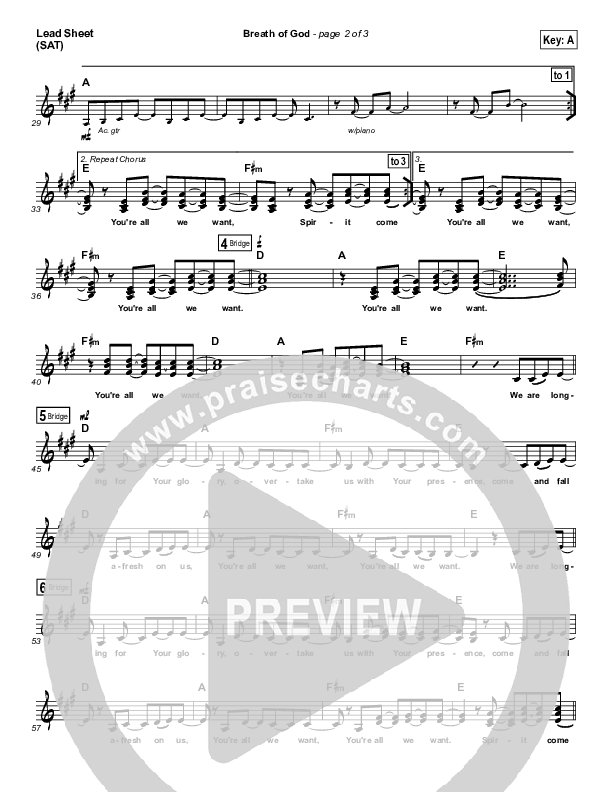 Breath Of God Lead Sheet (SAT) (Matt Birkenfeld / Gateway Devotions)