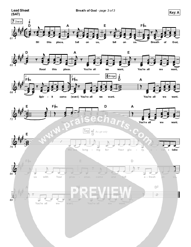 Breath Of God Lead Sheet (SAT) (Matt Birkenfeld / Gateway Devotions)