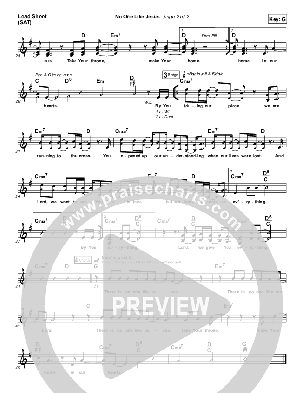 No One Like Jesus Lead Sheet (Levi Smith / Gateway Devotions)