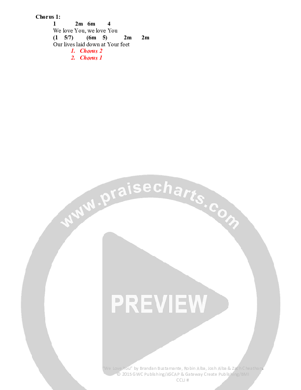 We Love You Chords & Lyrics (Brandan Bustamante / Gateway Devotions)
