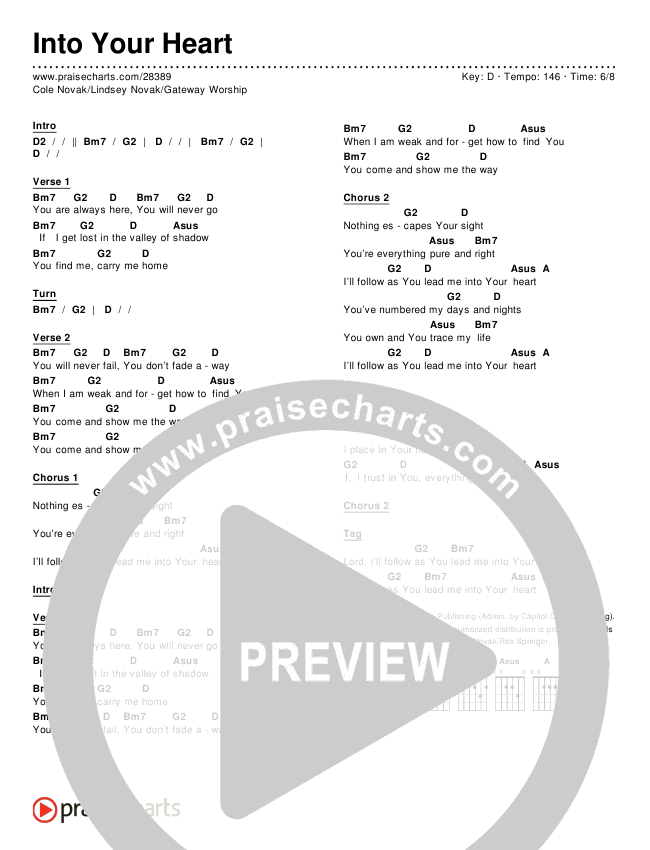 Into Your Heart Chords PDF (Cole Novak / Lindsey Novak / Gateway