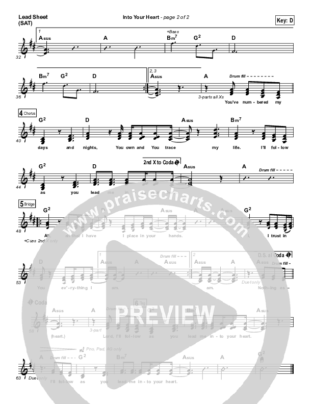 Into Your Heart Lead Sheet (SAT) (Cole Novak / Lindsey Novak / Gateway Devotions)