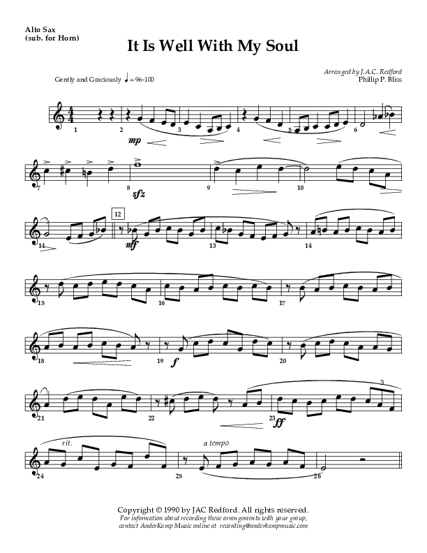 It Is Well (Instrumental) Alto Sax (AnderKamp Music)