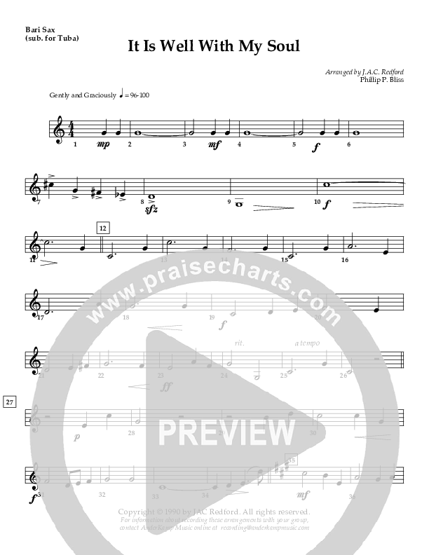 It Is Well (Instrumental) Bari Sax (AnderKamp Music)