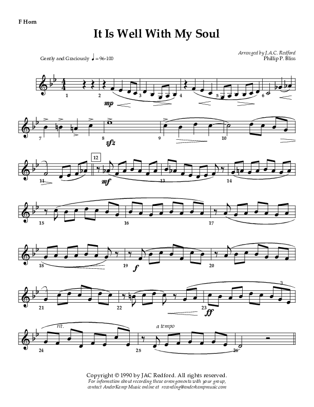 It Is Well (Instrumental) French Horn (AnderKamp Music)