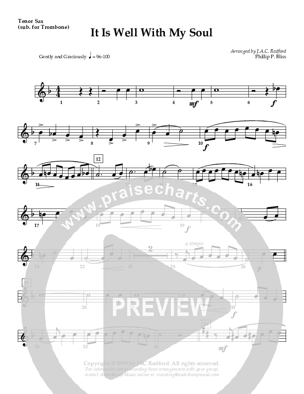It Is Well (Instrumental) Tenor Sax 2 (AnderKamp Music)