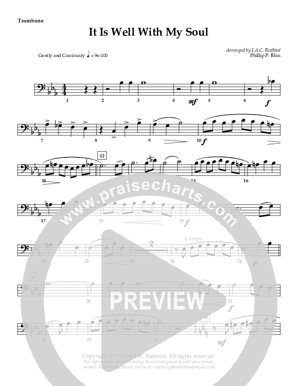 It Is Well (Instrumental) Trombone (AnderKamp Music)