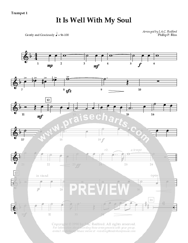 It Is Well (Instrumental) Trumpet 1 (AnderKamp Music)