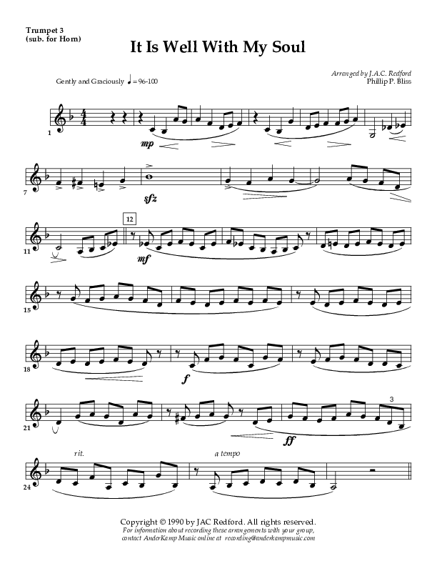It Is Well (Instrumental) Trumpet 3 (AnderKamp Music)