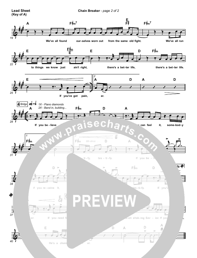 Chain Breaker Sheet Music PDF (Zach Williams) - PraiseCharts