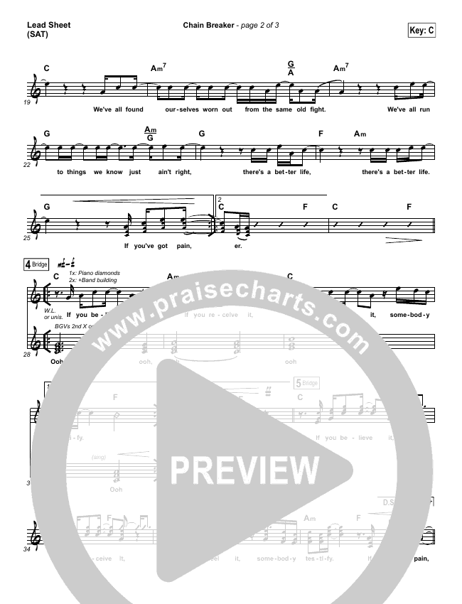 Chain Breaker Lead Sheet &amp; Piano/Vocal - Zach Williams | PraiseCharts