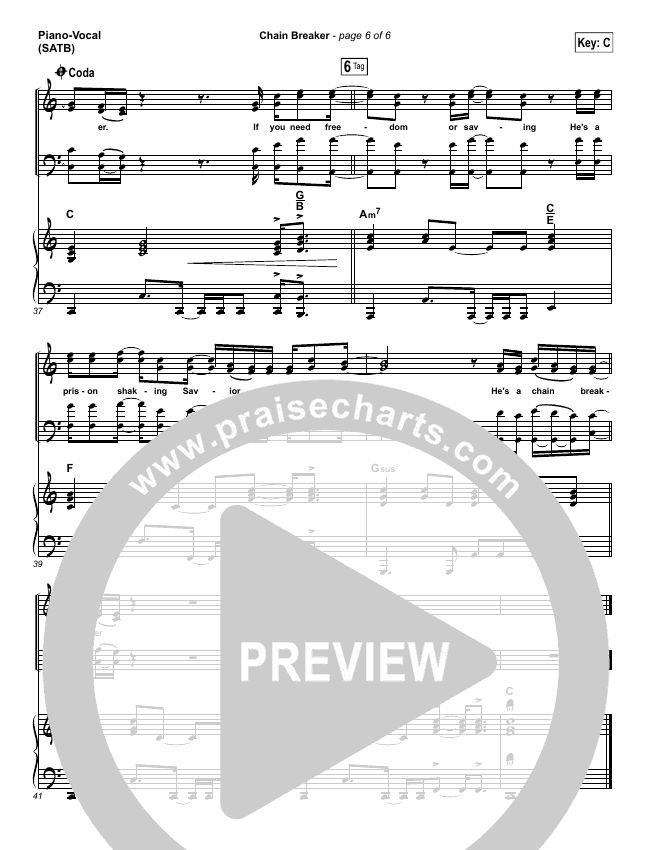 Chain Breaker Lead Sheet &amp; Piano/Vocal - Zach Williams | PraiseCharts