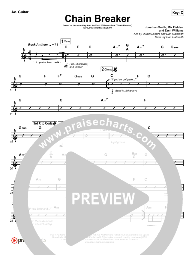 Chain Breaker Sheet Music PDF (Zach Williams) PraiseCharts