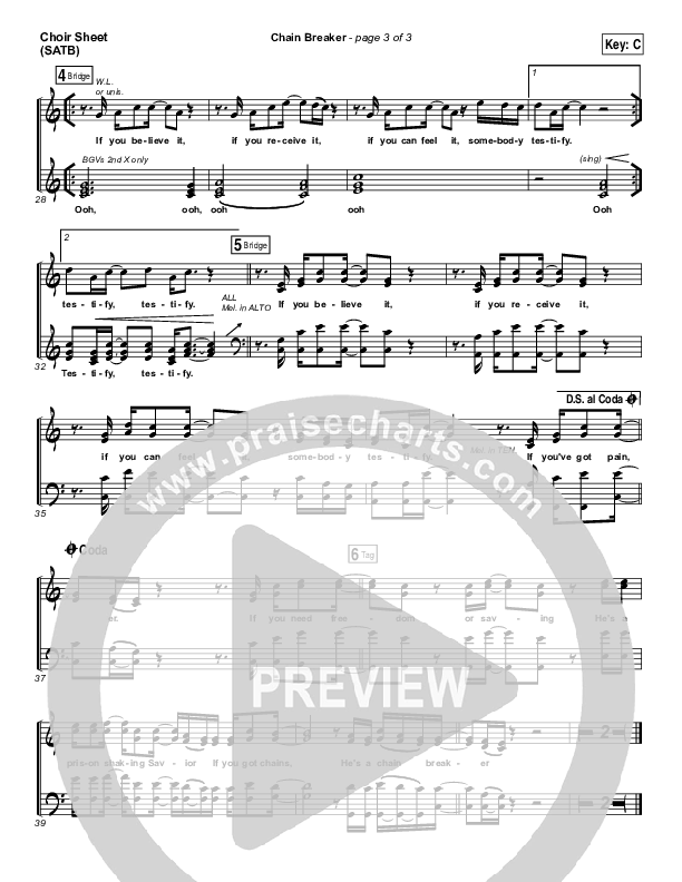 Chain Breaker Choir Sheet (SATB) (Zach Williams)