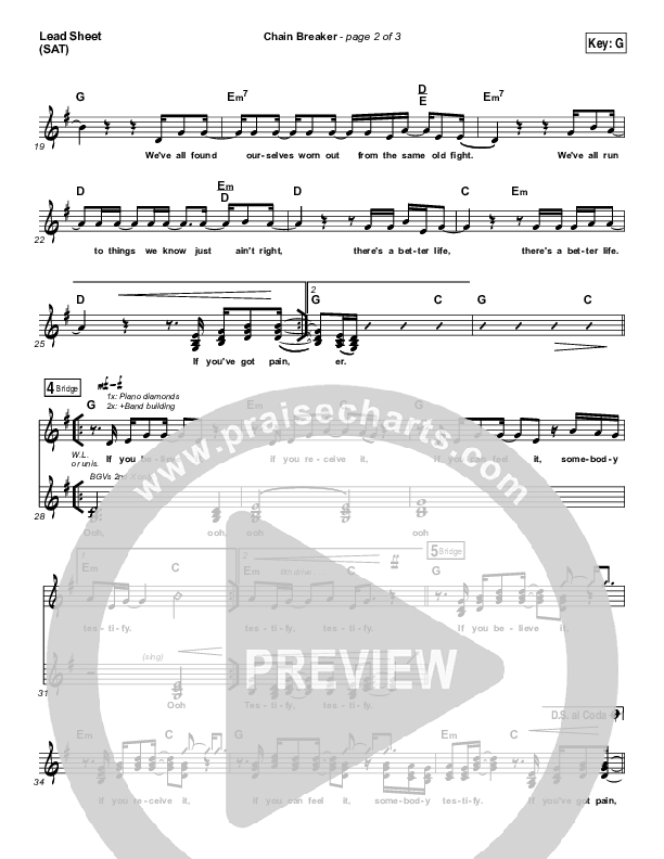 Chain Breaker Sheet Music PDF (Zach Williams) - PraiseCharts