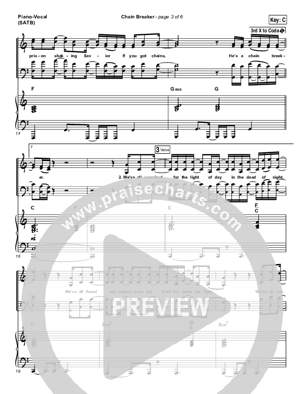 Chain Breaker Piano/Vocal (SATB) (Zach Williams)