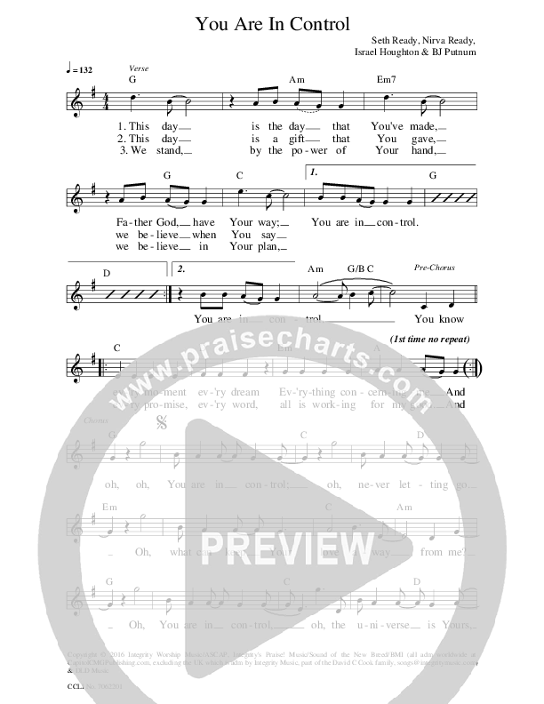 You Are In Control Lead Sheet (Seth & Nirva)