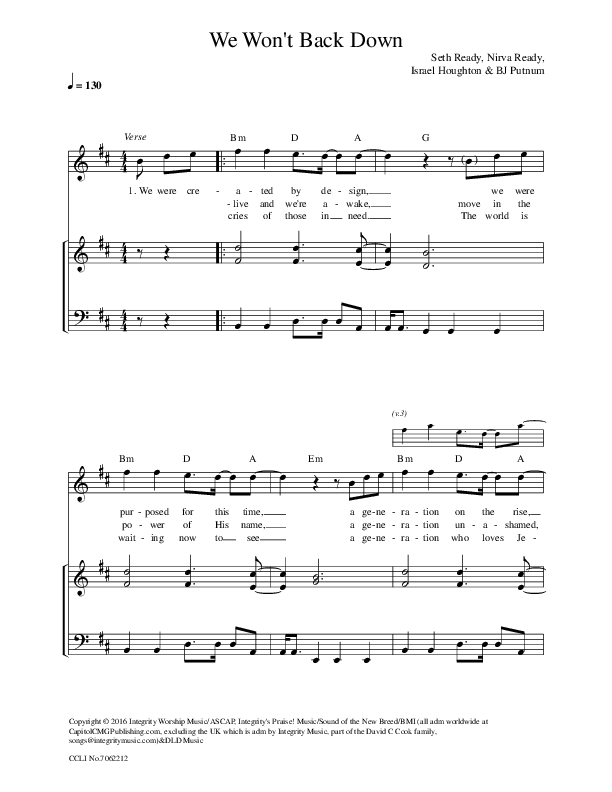 We Won't Back Down Piano/Vocal & Lead (Seth & Nirva)