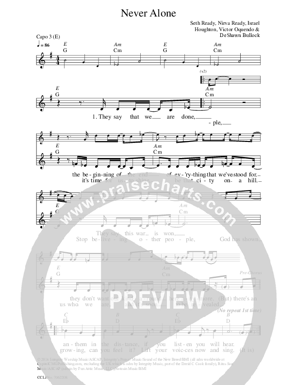 Never Alone Piano/Vocal & Lead (Seth & Nirva)