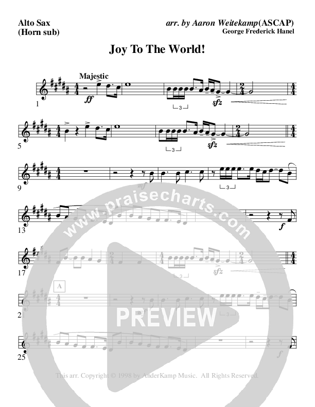 Joy To The World (Instrumental) Alto Sax (AnderKamp Music)