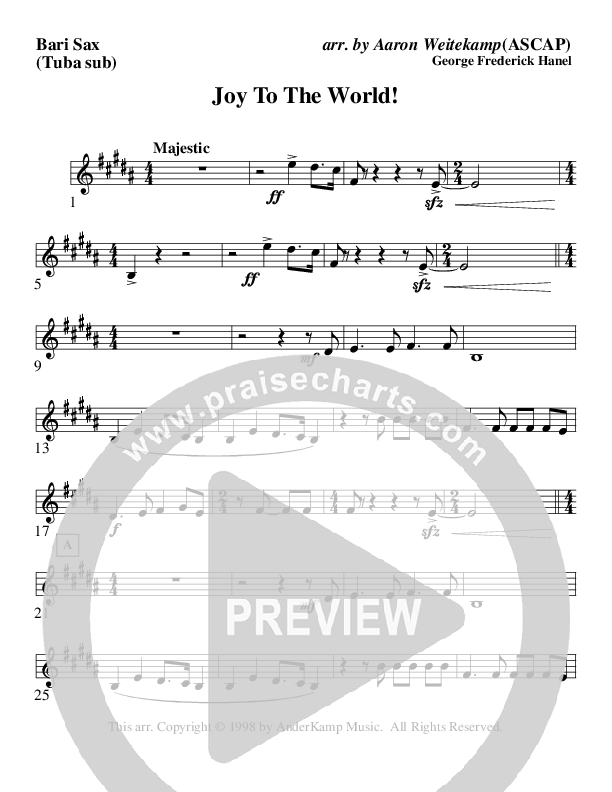 Joy To The World (Instrumental) Bari Sax (AnderKamp Music)