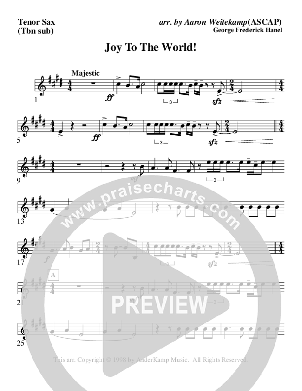 Joy To The World (Instrumental) Tenor Sax 2 (AnderKamp Music)