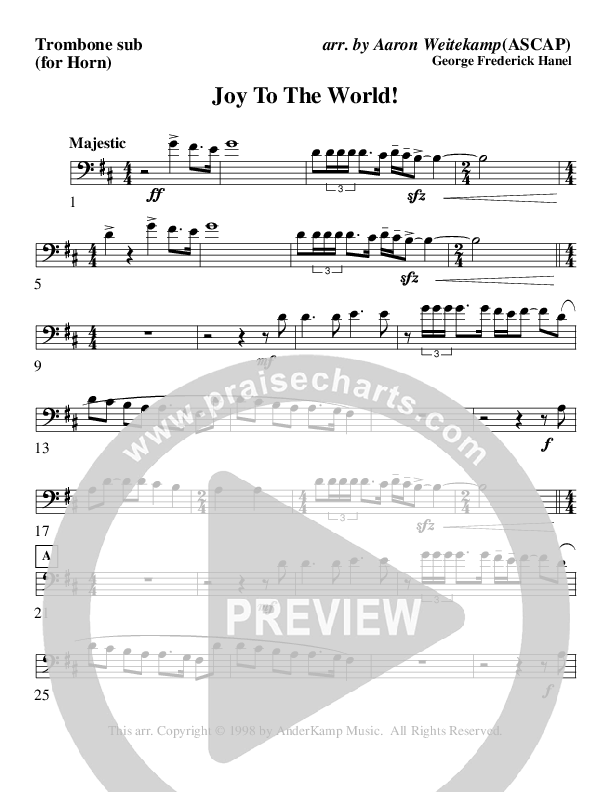 Joy To The World (Instrumental) Trombone 2 (AnderKamp Music)