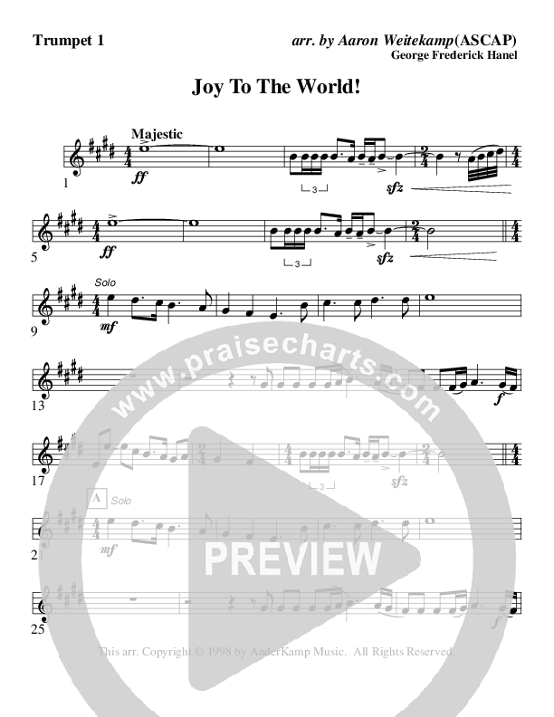Joy To The World (Instrumental) Trumpet 1 (AnderKamp Music)