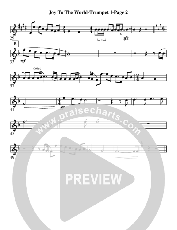 Joy To The World (Instrumental) Trumpet 1 (AnderKamp Music)