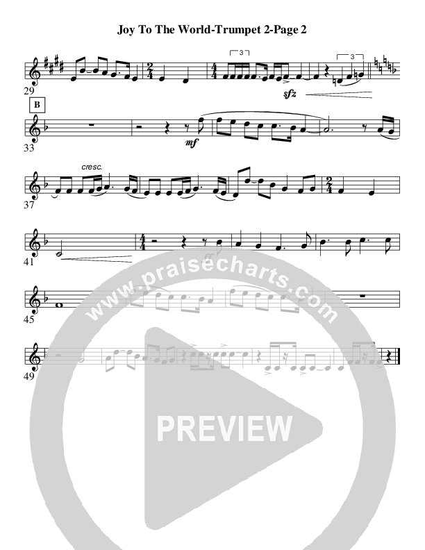 Joy To The World (Instrumental) Trumpet 2 (AnderKamp Music)