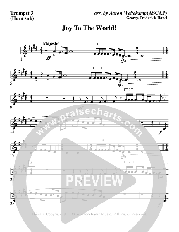 Joy To The World (Instrumental) Trumpet 3 (AnderKamp Music)