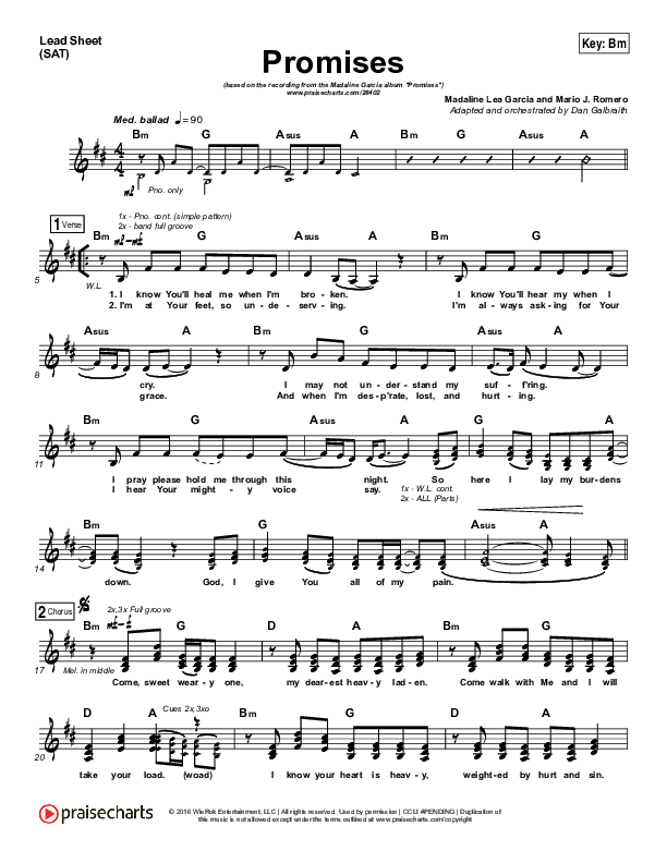 Promises Lead Sheet (SAT) (Madaline Garcia)