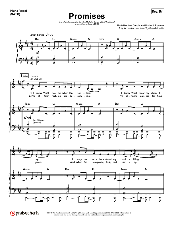 Promises Piano/Vocal (SATB) (Madaline Garcia)
