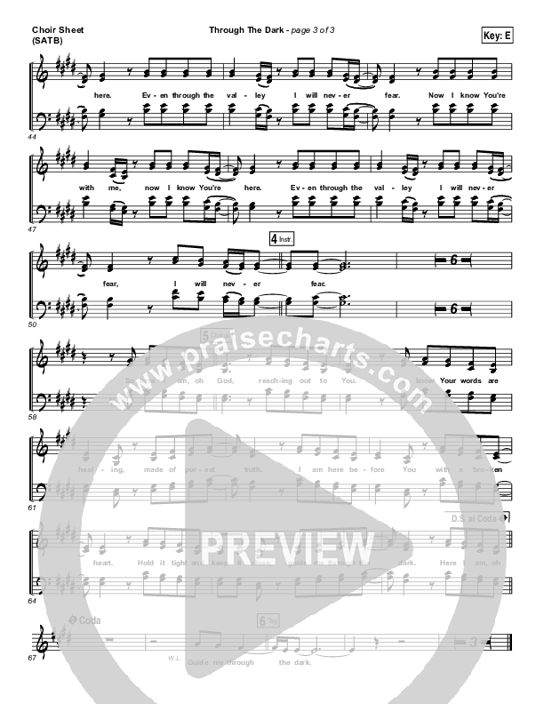 Through The Dark Choir Sheet (SATB) (Madaline Garcia)