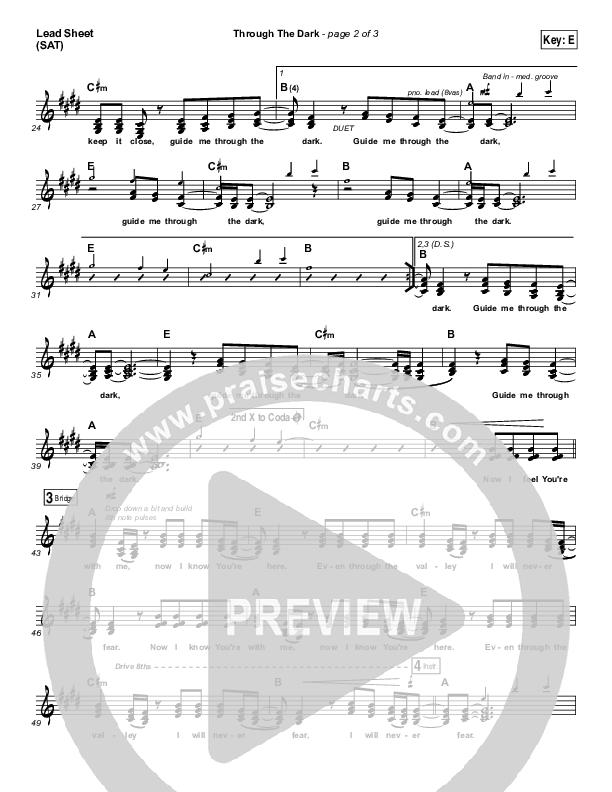 Through The Dark Lead Sheet (SAT) (Madaline Garcia)